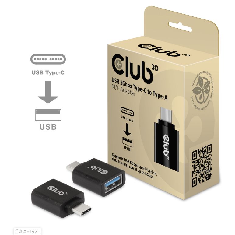 CABLE CLUB 3D CAA-1521 -  USB TYPE C 3.1 GEN 1 MALE TO USB 3.1 GEN 1 TYPE A FEMALE ADAPTER