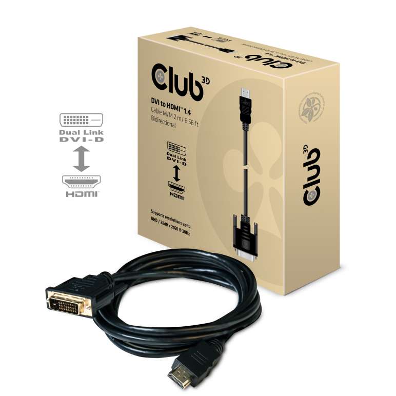 CABLE CLUB 3D CAC-1210 -  DVI-D TO HDMI 1.4 CABLE M/M 2M 6.56FT