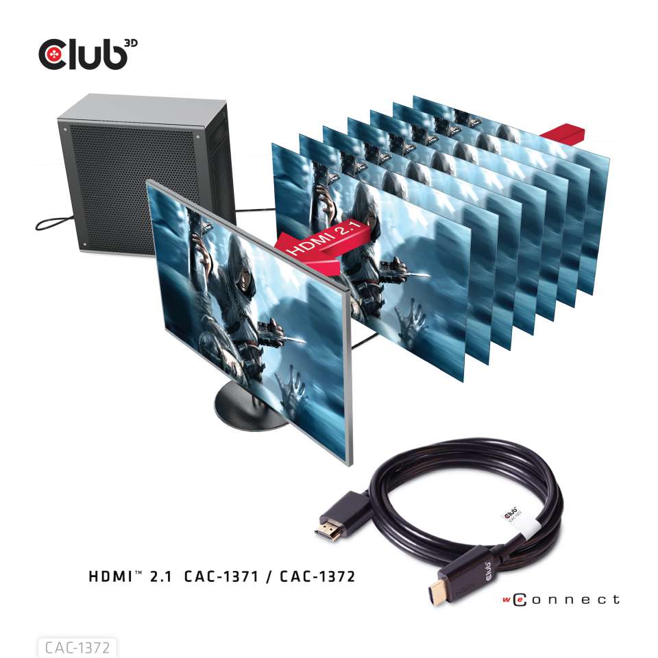 CABLE CLUB 3D CAC-1372 - HDMI 2.1 MALE TO HDMI 2.1 MALE ULTRA HIGH SPEED 4K 120Hz 8K60HZ 2M/ 6.56FT