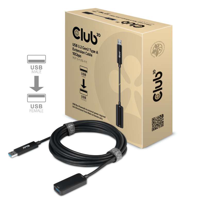 CABLE CLUB 3D CAC-1411 - ] USB TYPE A 3.2 GEN 2 ACTIVE REPEATER CABLE 5METER / 15FT SUPPORTS UP TO 10 GBPS