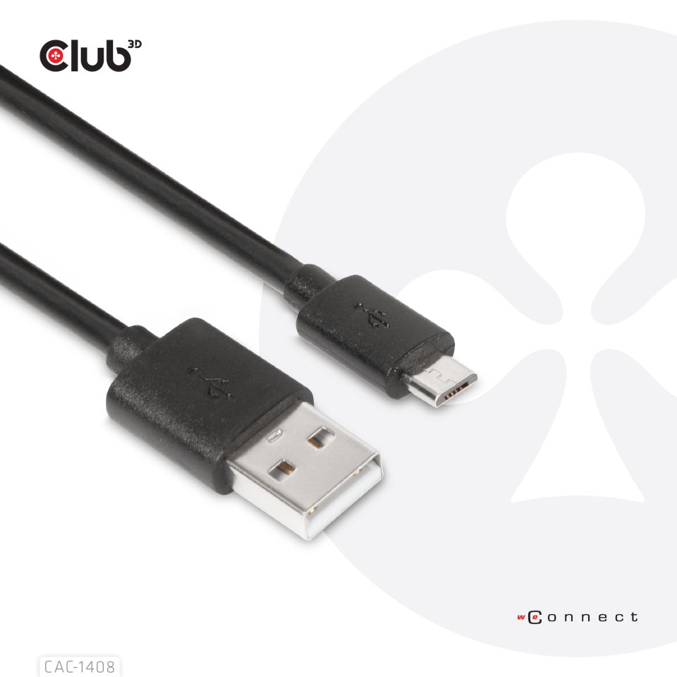 CABLE CLUB 3D CAC-1408 - USB TYPE A MALE TO USB Micro MALE CABLE 1METER / 3.28FEET